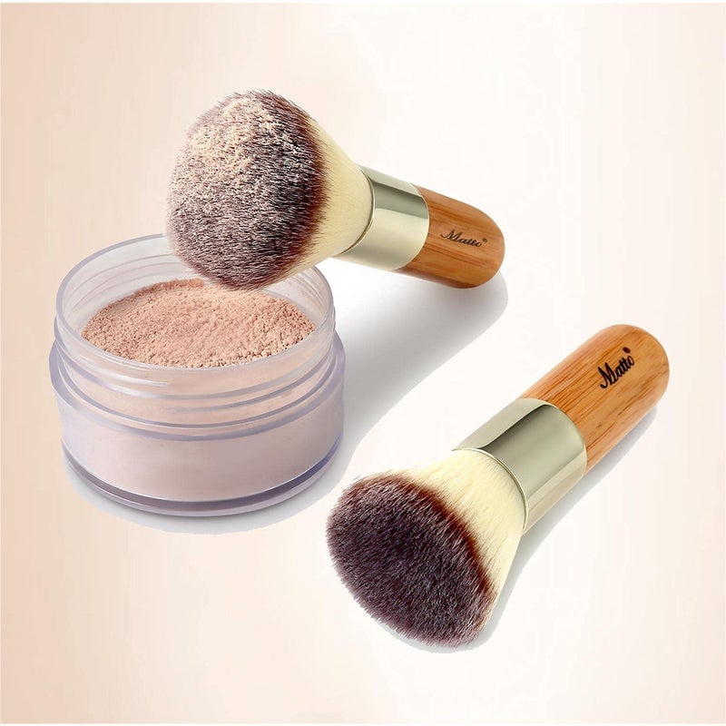 Matto Makeup Brush Set 2 Pieces Face Blush Kabuki Powder Foundation Makeup Brushes for Mineral BB Cream - Image 3
